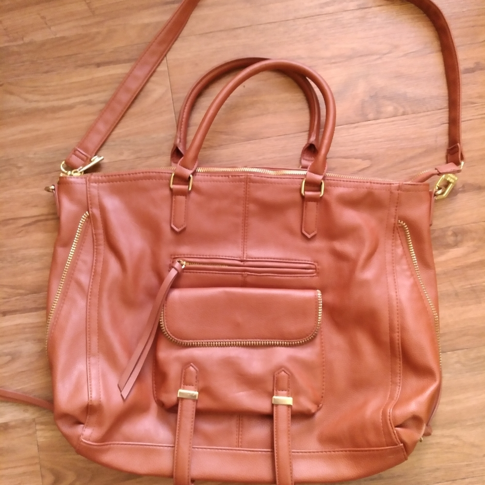 Steve Madden brown faux leather hobo tote bag
